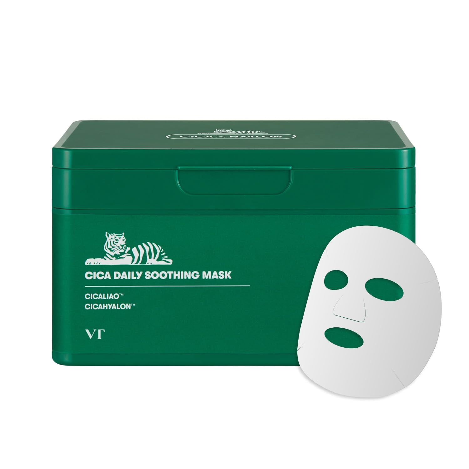 CICA Daily Soothing Mask 30 Sheets, Centella Asiatica & Hyaluronic Acid for Moisturizing & Hydrating, Instant Calm & Glow, Skin Softening Facial Mask, Korean Face Mask